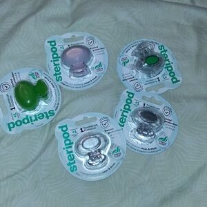 Toothbrush Protector Set - Green, Pink, Silver